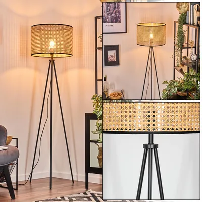 Produktbild von Casalina Stehlampe aus Holz/Wiener Geflecht/Rattan in Naturfarben/Schwarz