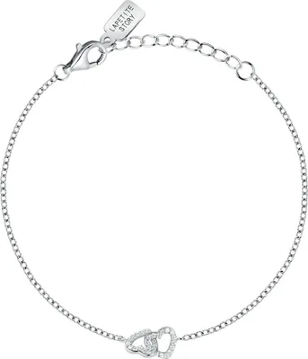 Image de Bracelet en argent double cœur avec zirconium argent LPS05AWV01