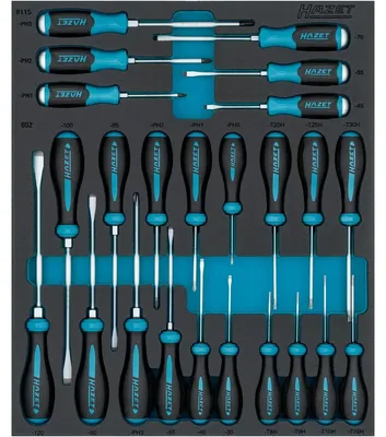 Produktbild von Hazet Schraubendreher Satz 163D-7/24N, Kreuzschlitz Profil PH, Pozidriv Profil PZ, Schlitz Profil, Tamper Resistant TX Profil, 24-tlg., PH0 - PH3, T8H