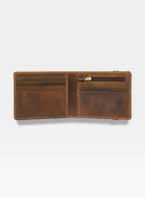 Zdjęcie produktu dla Visconti portfel męski Slim skóra naturalna nubuk jasny brąz RFID 11x8,5 cm