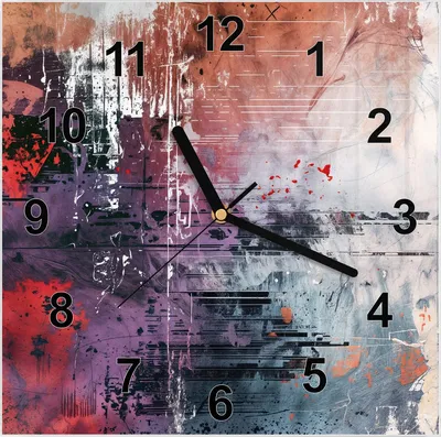 Produktbild von Wanduhr aus Glas mit Motiv Abstrakte Kunst- 30 x 30 cm - inkl. Aufhängesystem
