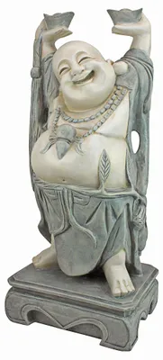 Lachende Boeddha Figur 63,5 cm Polyresin Grau