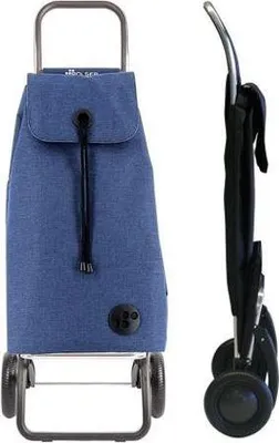 Image de Rolser Chariot de courses I-Max Tweed - Trolley pliable en aluminium avec sac amovible - Bleu