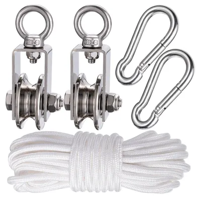 2er-Set Fitness-Katrol 40 mm mit 10 m Nylonseil, 200 kg Tragkraft