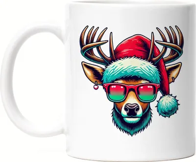 Produktbild von Rentier Weihnachten Tasse Brille Lustig Christmas Xmas