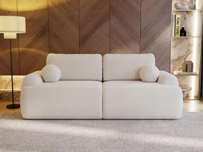 Produktbild von GrainGold 3-Sitzer Sofa Aurio - Gepolstertes Sofa - Moderne Sofa mit Bettfunktion - Wohnzimmer Sofa mit Bouclé-Stoff - Creme