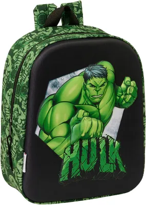 Produktbild von Schulrucksack Hulk Schwarz grün 22 x 27 x 10 cm 3D