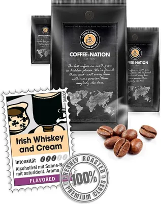 Produktbild von Kaffee IRISH WHISKEY & CREAM aromatisiert von Coffee-Nation, 500g Bohnen