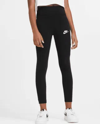 Immagine prodotto di Leggings sportivi a vita alta per bambine, marca Nike, colore nero/bianco, taglia XS
