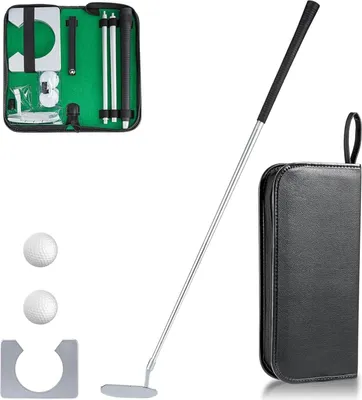 Produktbild von Minigolfset für drinnen - Übungstraining Golfclubsets mit Putterset, Golfbällen, Zielrahmen und Tragetasche - Lustige Spiele für Erwachsene und Kinder