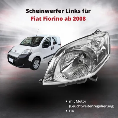 Zdjęcie produktu dla Reflektor przedni lewy do Fiata Fiorino od 2008 r. | z elektryczną regulacją zasięgu światła | OEM 1353198080