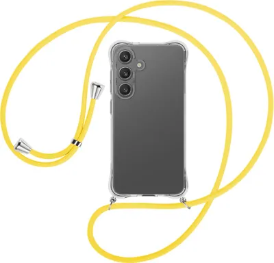 Produktbild von Handykette Backcover-Schutzhülle mit Band (Metall silberfarben) für Samsung S25 - gelb