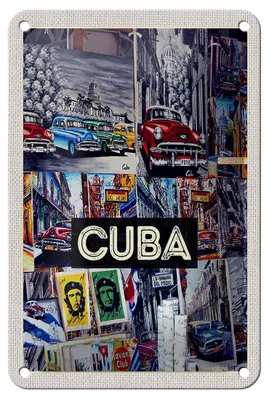 Produktbild von Blechschild Reise 12x18cm Cuba Karibik Freiheit Stadt Gemälde Schild