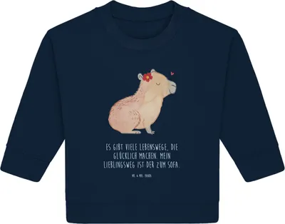 Produktbild von Mr. & Mrs. Panda Organic Baby Pullover Capybara Blume 24. - 36. Monat - French Navy - Geschenk, Bullover, Lustige Sprüche