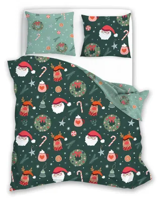 Produktbild von Bettwäsche Weihnachten Winter Wendebettwäsche Garnitur 220 x 200 cm + 2x 70 x 80 cm - Rentier
