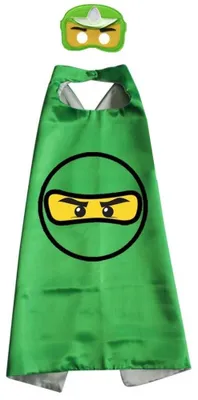 Produktbild von Hopki Ninjago Kinderkostüm Grün Maske Umhang