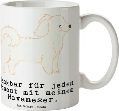 Produktbild von Mr. & Mrs. Panda Kaffeetasse Havaneser Moment - Weiß - Geschenk, Becher, haferl, Tasse, Keramiktasse, Havi, Bichon Havanais, Teetasse, Bichón Habanero, Pott