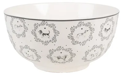 Immagine prodotto di Clayre & Eef Zuppiera 500 ml Cani in porcellana bianca e grigia