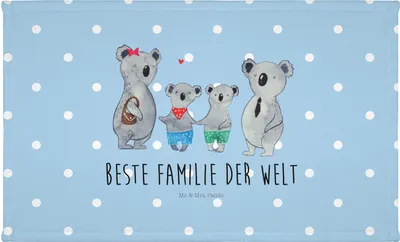 Produktbild von Mr. & Mrs. Panda Handtuch Koala Familie zwei - Blau Pastell - Geschenk, 50x100, Muttertag, Koalabär, gesichtstuch, Frotteehandtuch, Familienleben, Flauschtuch, frottee