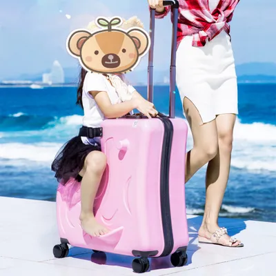 Produktbild von 360Home Trolley Kinderkoffer für Kinder Sitzkoffer Reisekoffer mehrere farben HellRosa 24zoll