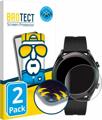 Produktbild von 2x BROTECT Fullscreen Schutzfolie für Huawei Watch GT Elegant (42 mm) Displayschutz Folie Fullcover Klar Transparent