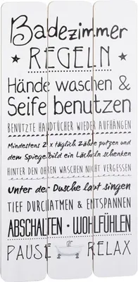 Produktbild von Plankenschild ca. 60 x 30 cm ' Badezimmerregeln '