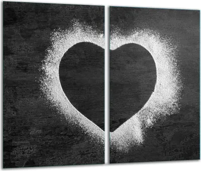 Produktbild von Herdabdeckplatten 2 teilig 30x52 Glaskeramikkochfeld Abdeckung Glas Herz
