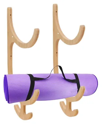 Productafbeelding van Houten Wandhouder met 4 Haken voor Fitnessmateriaal