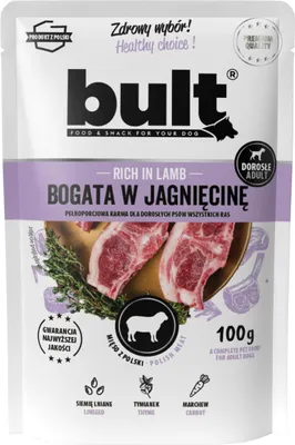 Produktbild von Bult | Feuchtfutter für Hunde Lamm - 100g - 75% Fleisch - Ohne Künstliche Zusätze - Unterstützung Der Verdauung