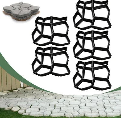 Produktbild von Jopassy 5stk Pflasterform Kunststoff, 43x43x4cm, Betonform Gehweg, Schalungsform für Garten, Terrasse, Pflasterformen