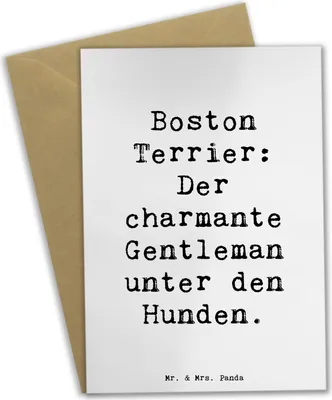 Produktbild von Mr. & Mrs. Panda Grußkarte Spruch Boston Terrier Gentleman - Weiß - Geschenk, vatertagskarte, charmante, Hundeliebhaber, Hunderasse, hochzeitskarten, Klappkarte, Hund