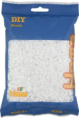 Zdjęcie produktu dla Hama 201-01 Hama Bügelperlen midi, weiß, im Beutel, 3.000 Stück