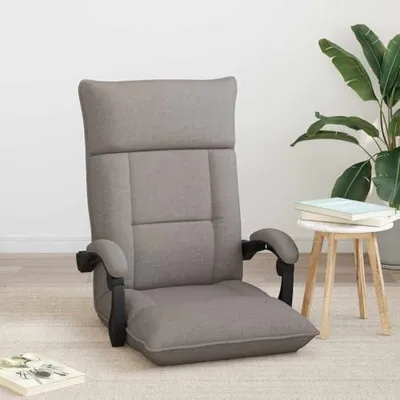 Produktbild von Gepolsterter, ergonomischer Fußsessel in Taupe mit verstellbarer Rückenlehne, klappbar und platzsparend für Wohnzimmer, Schlafzimmer und Kinderzimmer