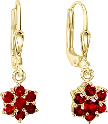 Produktbild von V Ohrhänger 333/- Gold 2,5cm gelb Granat rot 371330618