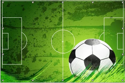Produktbild von Wallario Outdoor-Poster für Garten oder Balkon, Motiv Fußball-Feld klassisch grün mit Ball, in ca. 120 x 180 cm