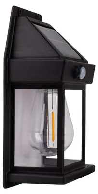 Zdjęcie produktu dla Lampa ścienna LED, czujnik ruchu, czarna, wys. 17 cm