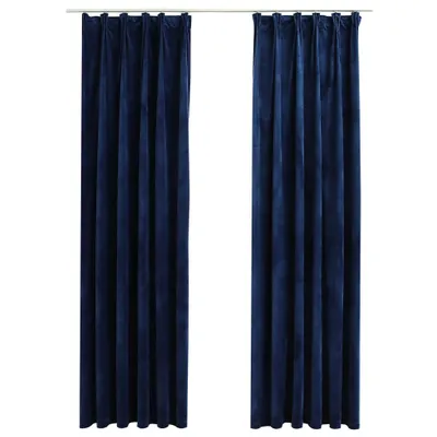 Zdjęcie produktu dla vidaXL Zasłony zaciemniające haczyki 2 szt. aksamitne ciemnoniebieskie 140x175cm