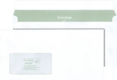 Produktbild von MAILmedia Briefumschläge Envirelope® DIN lang+ mit Fenster recycling-weiß haftklebend 500 St.