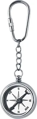 Produktbild von Kompass aus vernickeltem Messing, 11x3,5cm – Retro Stil Nautische Dekoration
