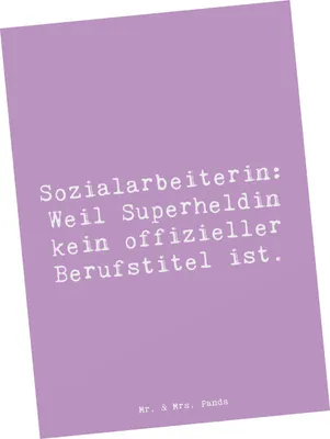 Produktbild von Mr. & Mrs. Panda Postkarte Spruch Sozialarbeiterin Heldin - Lavendeltraum - Geschenk, Grußkarte, Postkarten, Unterstützung, Leben verändern, Geschenke mit Herz, Beruf