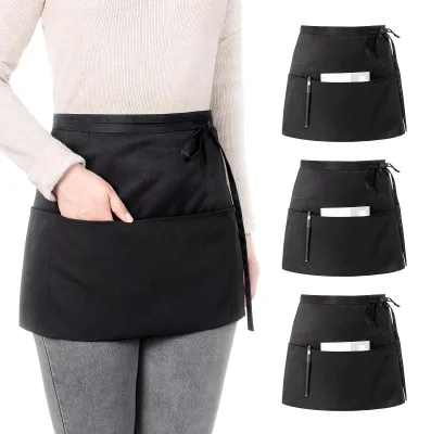 3er-Pack wasserdichte Kurzschürze mit 3 Taschen, 70x31 cm