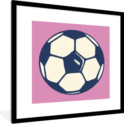 Produktbild von MuchoWow® Gerahmtes Poster Eine Illustration von einem Fußball auf einem rosa Hintergrund - Jungen - Mädchen - Kinder 40x40 cm - Poster mit Schwarzem Bilderrahmen Wandposter Rahmen Foto Bilder - Poster - Plakat im Rahmen