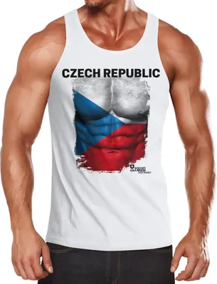 Produktbild von EM Tanktop Herren Fußball Tschechien Flagge Fanshirt Waschbrettbauch MoonWorks®  XL