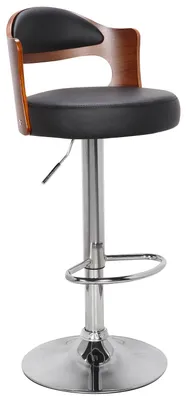 Image de MENZZO Lot de 6 chaises de bar Ruben Bois Noisette et Simili Noir