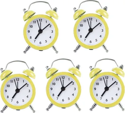 Image de Lot de 5 petits réveils rigolos (jaune, pile)