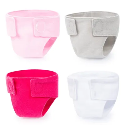 Produktbild von Bayer Design - 73098AA, Pupppen Stoffwindeln 4 Stück, rosa, weiß, grau