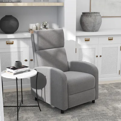 Produktbild von Relaxsessel mit Liegefunktion & Fußstütze, Fernsehsessel Leinenoptik Polyester, Liegesessel manuell, Grau | 160° neigbar | 86x64x102 cm | 21 kg