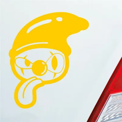 Produktbild von Auto Aufkleber Comic Clown Tuning Crazy 12x10 cm Gelb Sticker Heckscheibenaufkleber