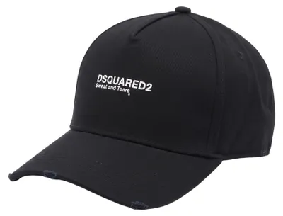 Imagen del producto de Gorra de béisbol Dsquared2 con mini logo, algodón, negro y blanco, colección "Sweat and Tears"