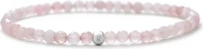 Immagine prodotto di Bracciale di quarzo rosa bracciale di perle di pietra naturale con perle d'argento